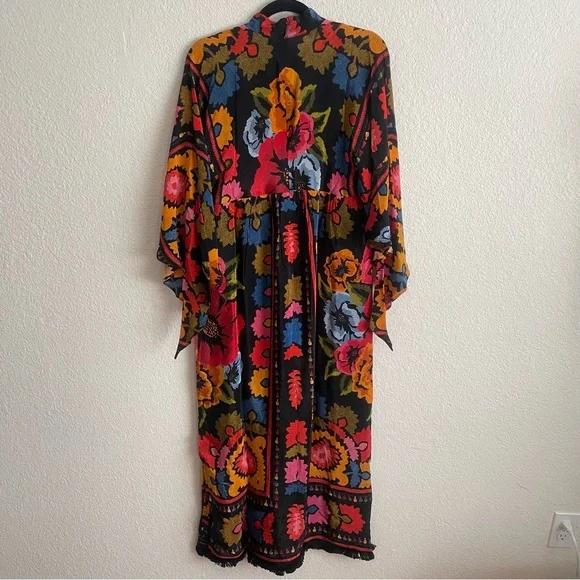 NWT Farm Rio Black Flowers Tapestry Maxi Dress Lined Size M - Picture 6 of 9